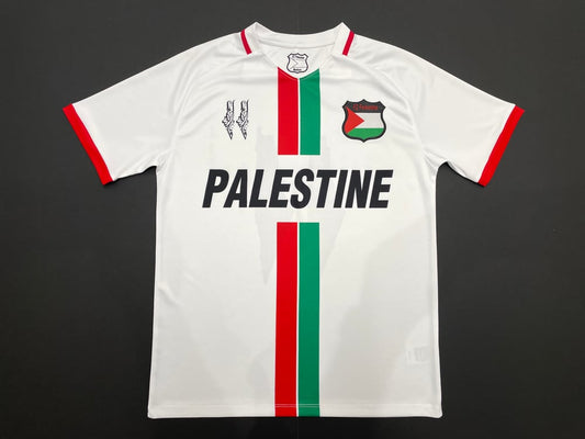 Palestine White Centre Striped (Red/Green English) Football Shirt