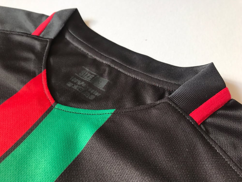 Palestine Black Centre Striped (Red/Green English) Football Shirt