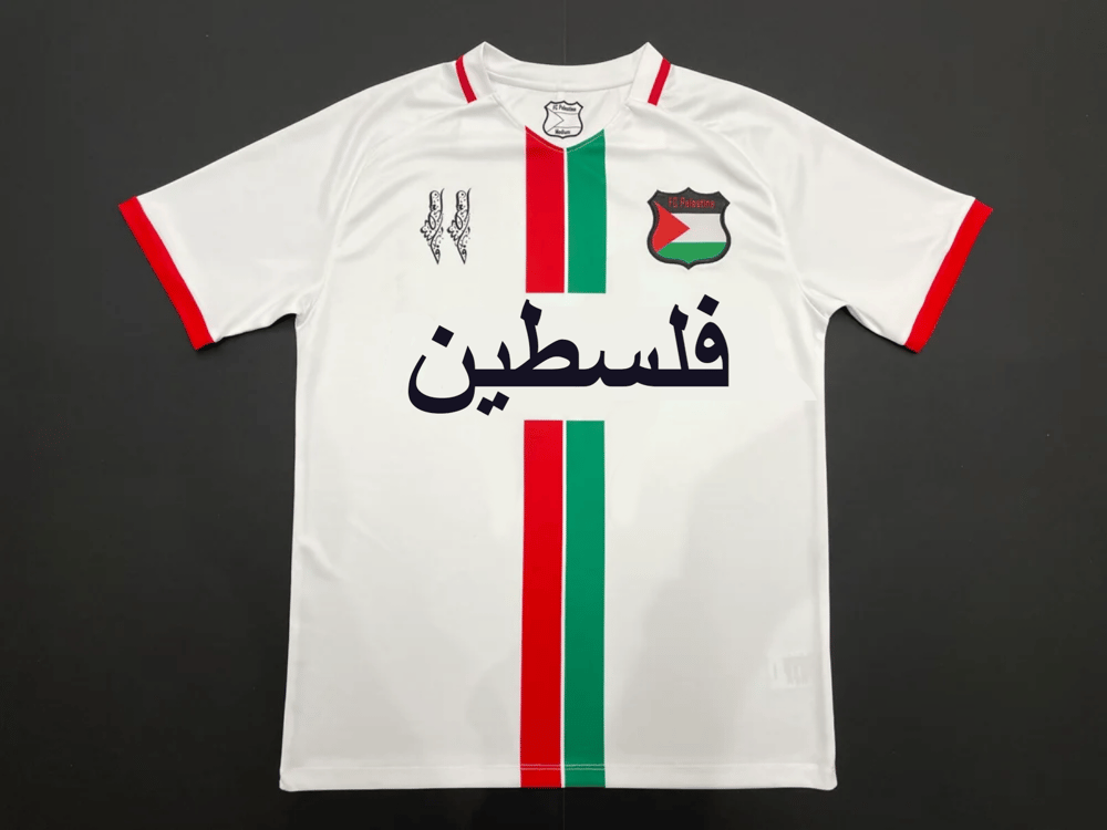 Palestine White Centre Striped Red Green Football Shirt