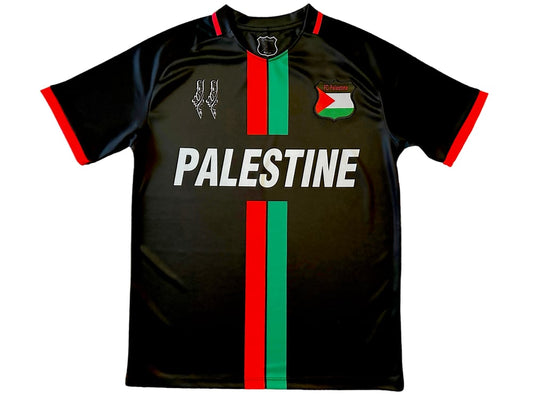 Palestine Black Centre Striped (Red/Green English) Football Shirt